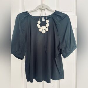 Who What Wear Black Puff Sleeve Blouse